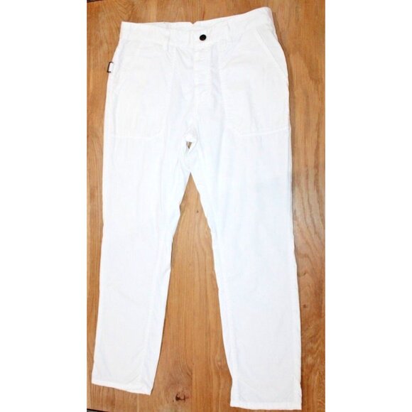 ZADIG & VOLTAIRE Eliot Boyfriend Crop High Rise Pants Button Fly Size 38 White - Picture 9 of 9